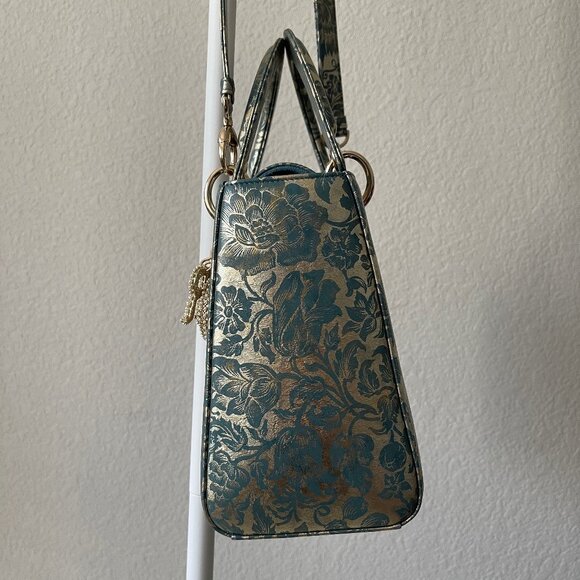 2022 Medium Lady Dior Blue/Green Blocart with Champagne Gold Hardware - Picture 7 of 16